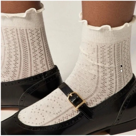 J. Crew Wing Tip Mary Jane Ballet Flats Black Spazzolato Leather size 9 CH271 - Picture 2 of 9